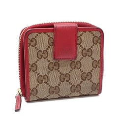 Gucci Bifold Wallet Women's Beige Red GG Canvas Leather 346056 A210610