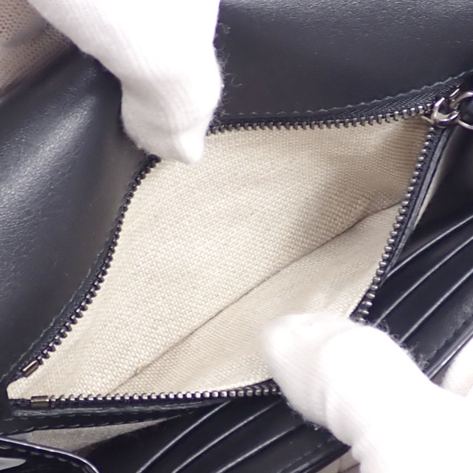 Jimmy Choo Chain Shoulder Wallet Women's Black Patent Leather Bifold Long A210545