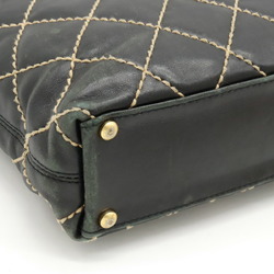 CHANEL Wild Stitch Coco Mark Tote Bag Handbag Leather Black A18126