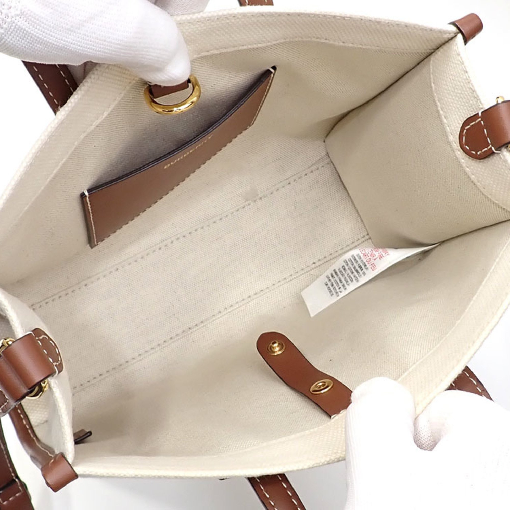 Burberry Handbag Freya Tote Women's Natural Tan Canvas Leather 80441431 A6046774