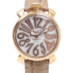 Gaga Milano Watch Manuale 40mm Ladies Quartz GP Leather Strap 5021.2 Battery Operated Shell Dial 041858