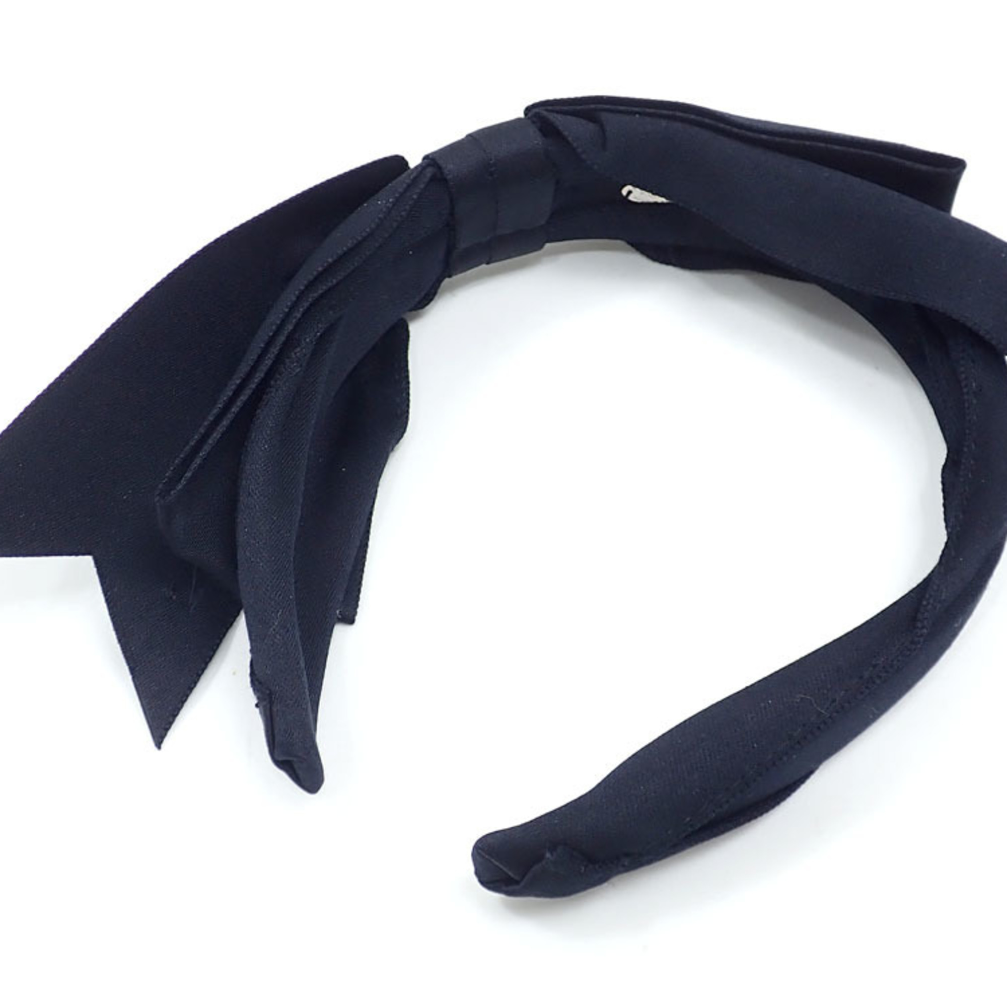 Chanel Headband Women's Silk Black Ribbon Coco Mark 21B Hair A210653