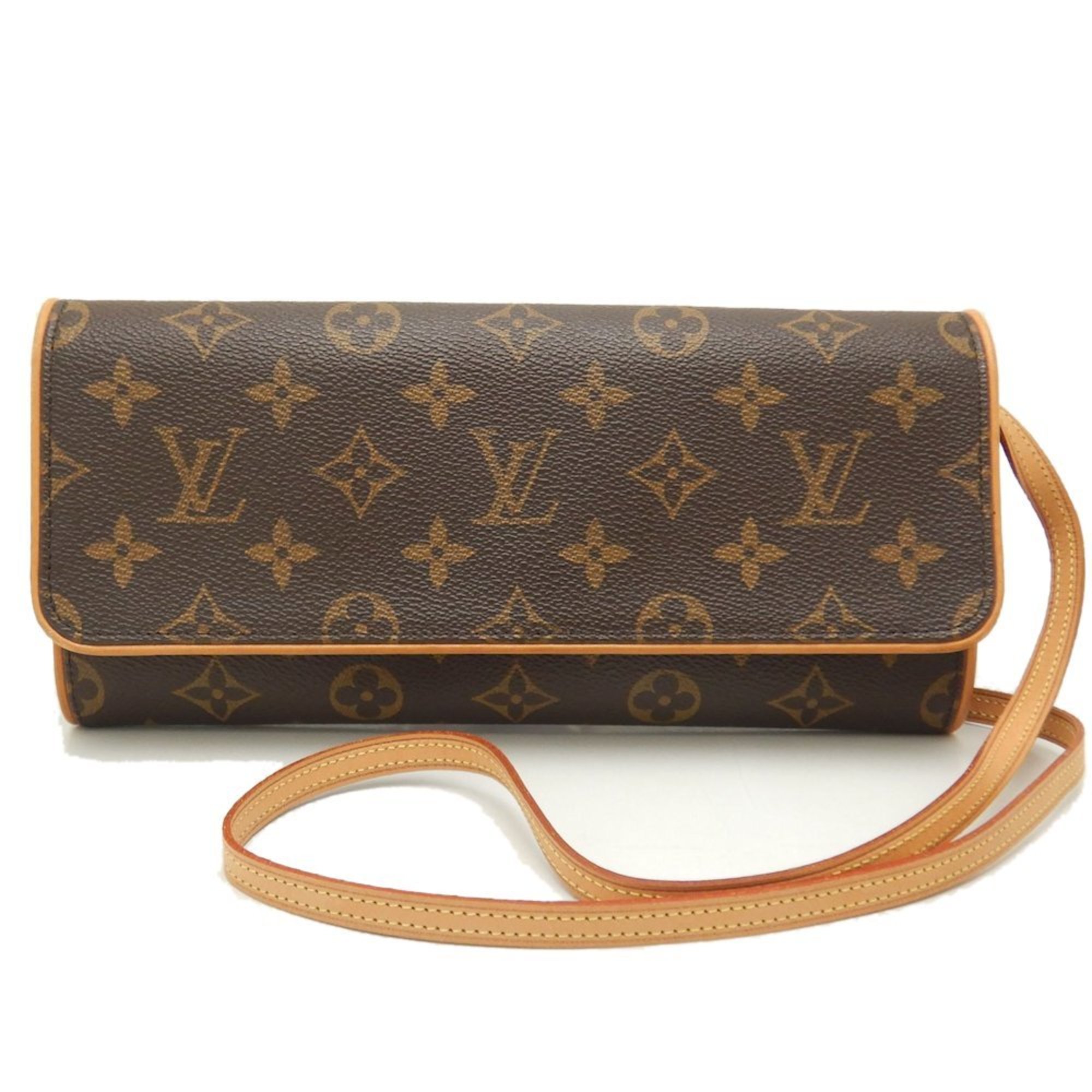 LOUIS VUITTON Monogram Pochette Twin GM M51852 Shoulder Bag Brown 251457