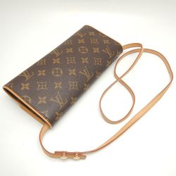 LOUIS VUITTON Monogram Pochette Twin GM M51852 Shoulder Bag Brown 251457