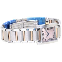 CARTIER Tank Française SM W51036Q4 '07 Asia Limited K18PG Pink Gold x Stainless Steel Women's Watch 39342