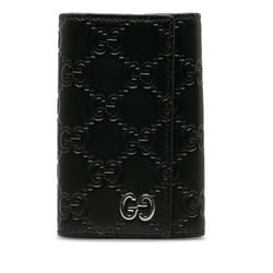 Gucci Guccisima Interlocking G Key Case 6 Rows 473924 Black Leather Men's GUCCI