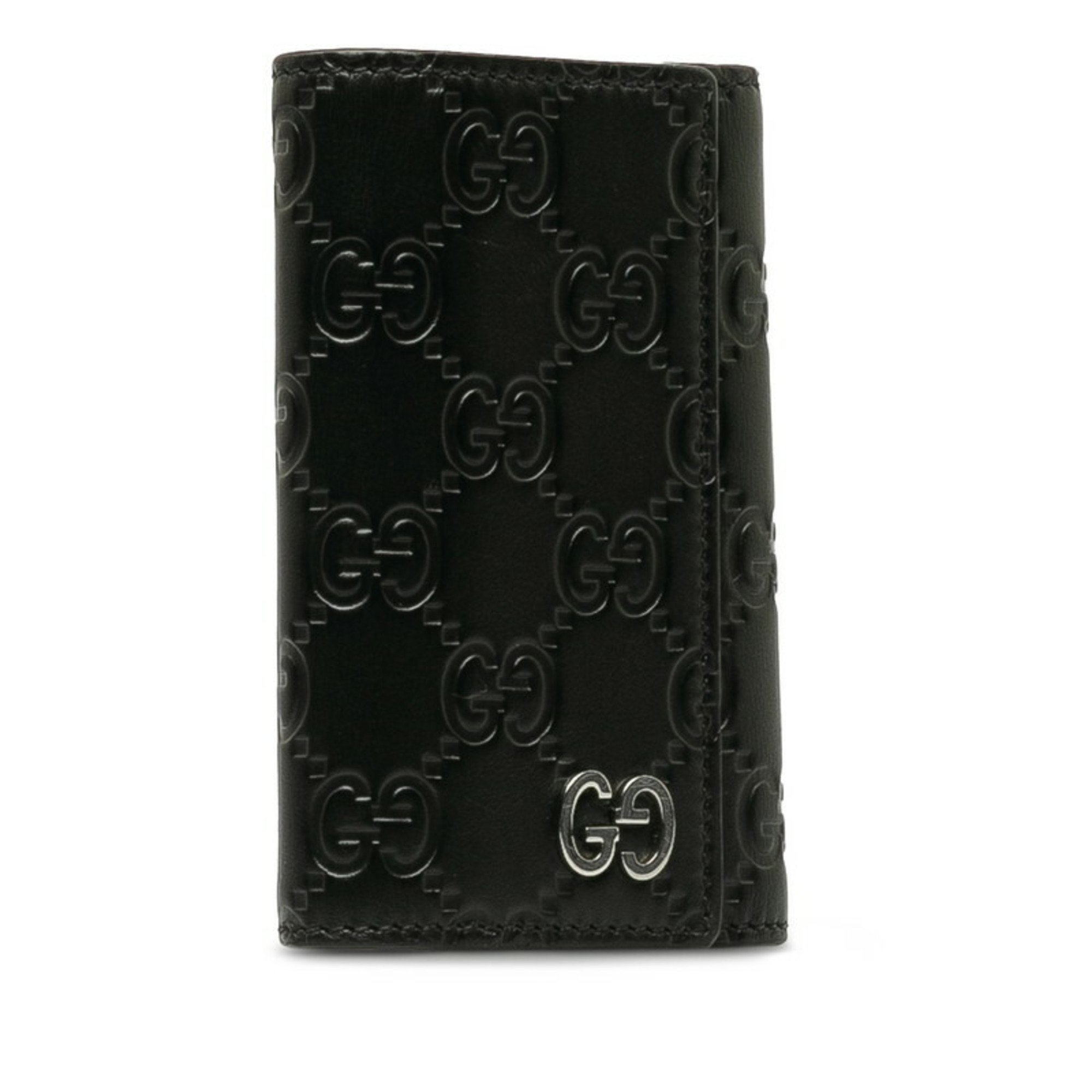 Gucci Guccisima Interlocking G Key Case 6 Rows 473924 Black Leather Men's GUCCI