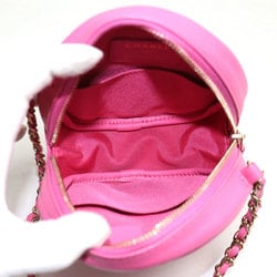 CHANEL Matelasse Round Chain Shoulder Bag Pink Caviar Skin Ladies