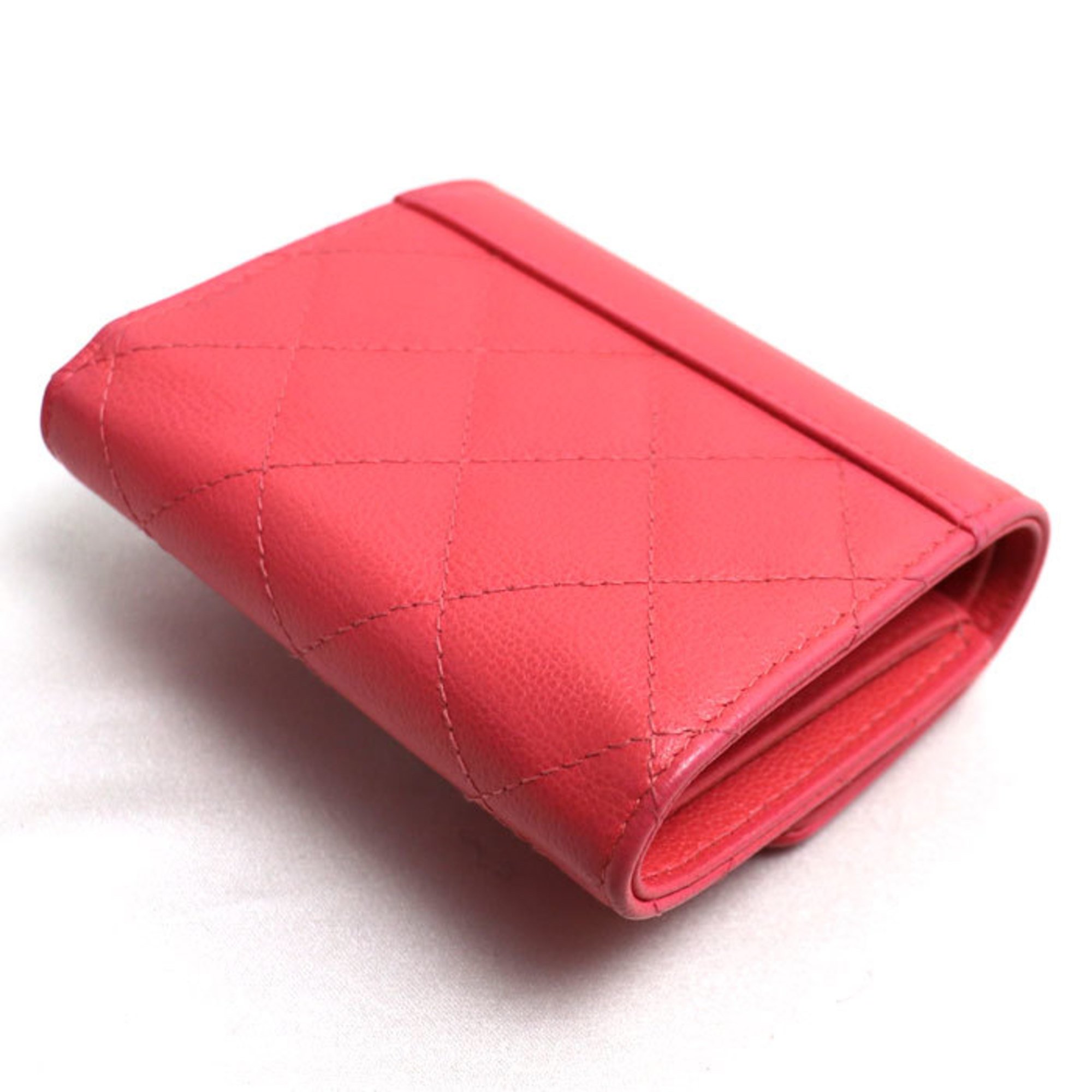 CHANEL Matelasse Small Flap Wallet Trifold Pink Ladies