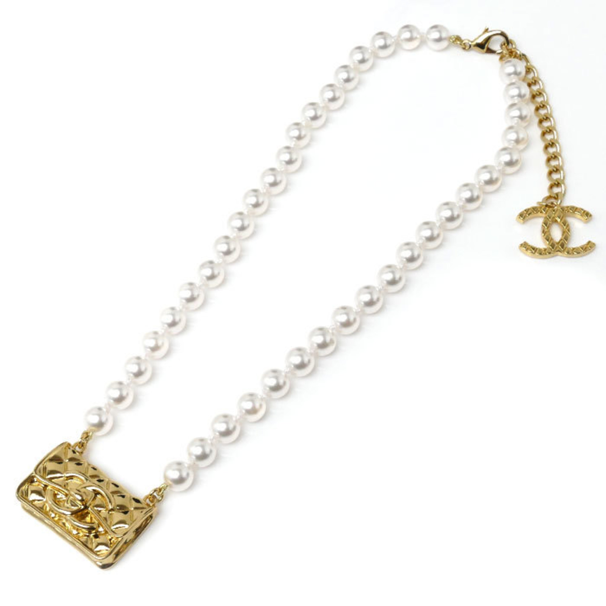 CHANEL Chanel Matelasse Resin Pearl Necklace ABB847 41.5-48cm Ladies