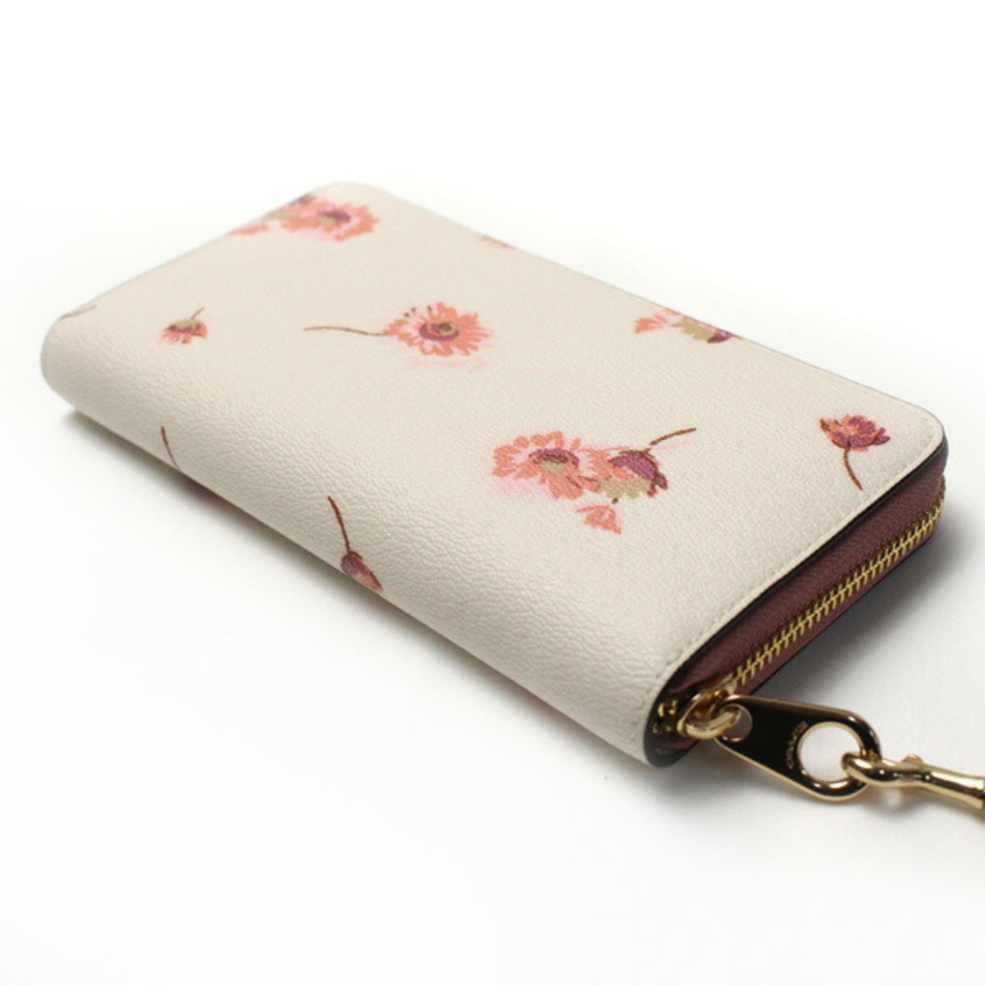 COACH Coach Long Zip Around Wallet with Multi Floral Print Round Chalk C4455 IMCAH Women's
