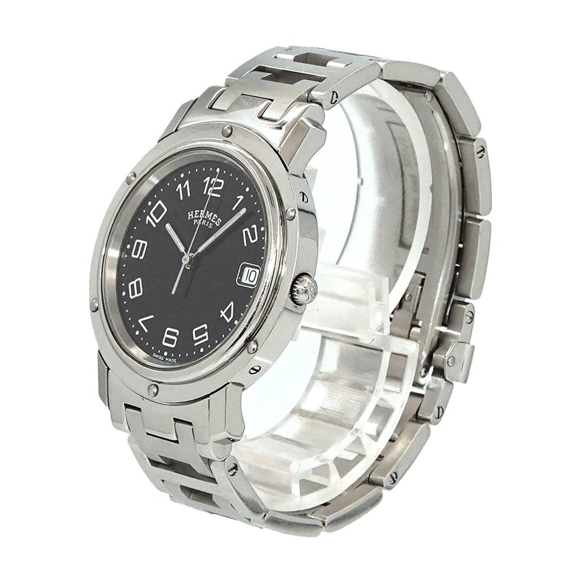 Hermes Clipper CL6 710 Men's Watch Date Black Dial Quartz
