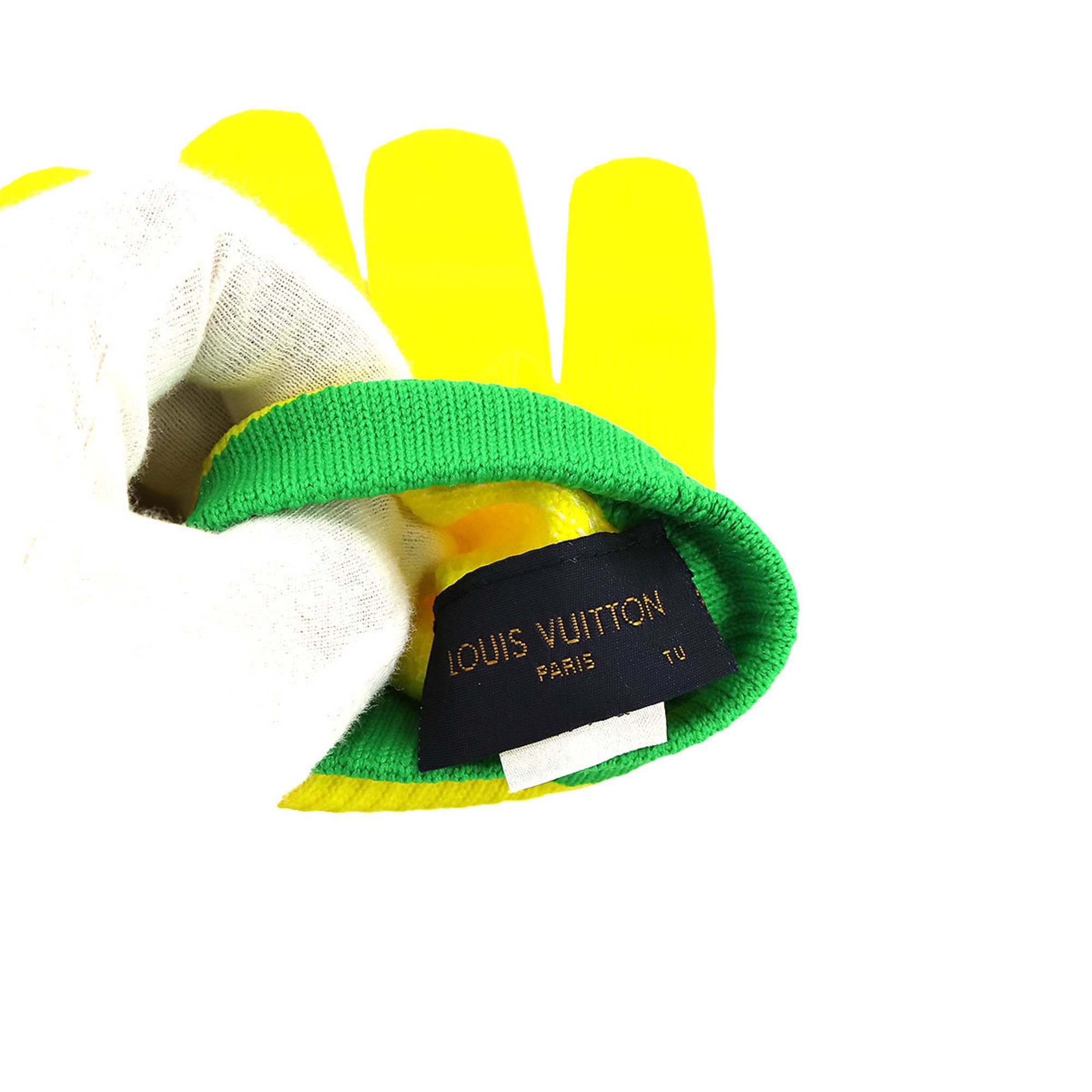 Louis Vuitton LOUIS VUITTON Gon RGB Gloves Nylon Yellow Green MP2370