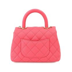 CHANEL Coco Handle Matelasse 2way Hand Shoulder Bag Caviar Skin Leather Pink AS2215