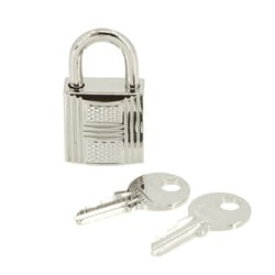 Hermes Guilloche Cadena Key Set Padlock Silver Lock