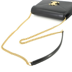 Celine CELINE Margo Triomphe Chain Wallet Long Leather Black 10L033DPV Gold Hardware