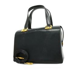 Salvatore Ferragamo Handbag Gancini Leather Black Ladies