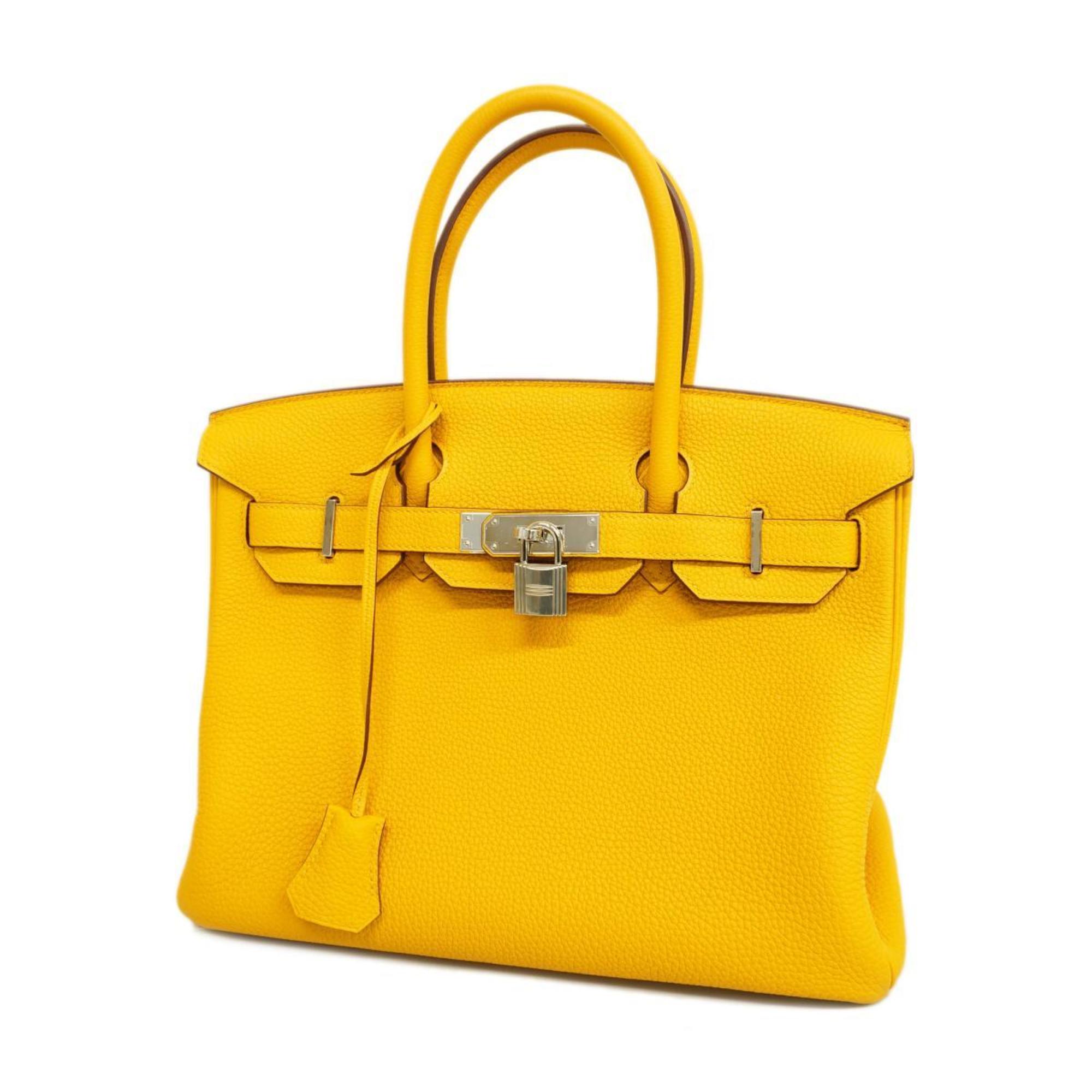 Hermes Handbag Birkin 30 C Engraved Togo Jaune Ambre Ladies