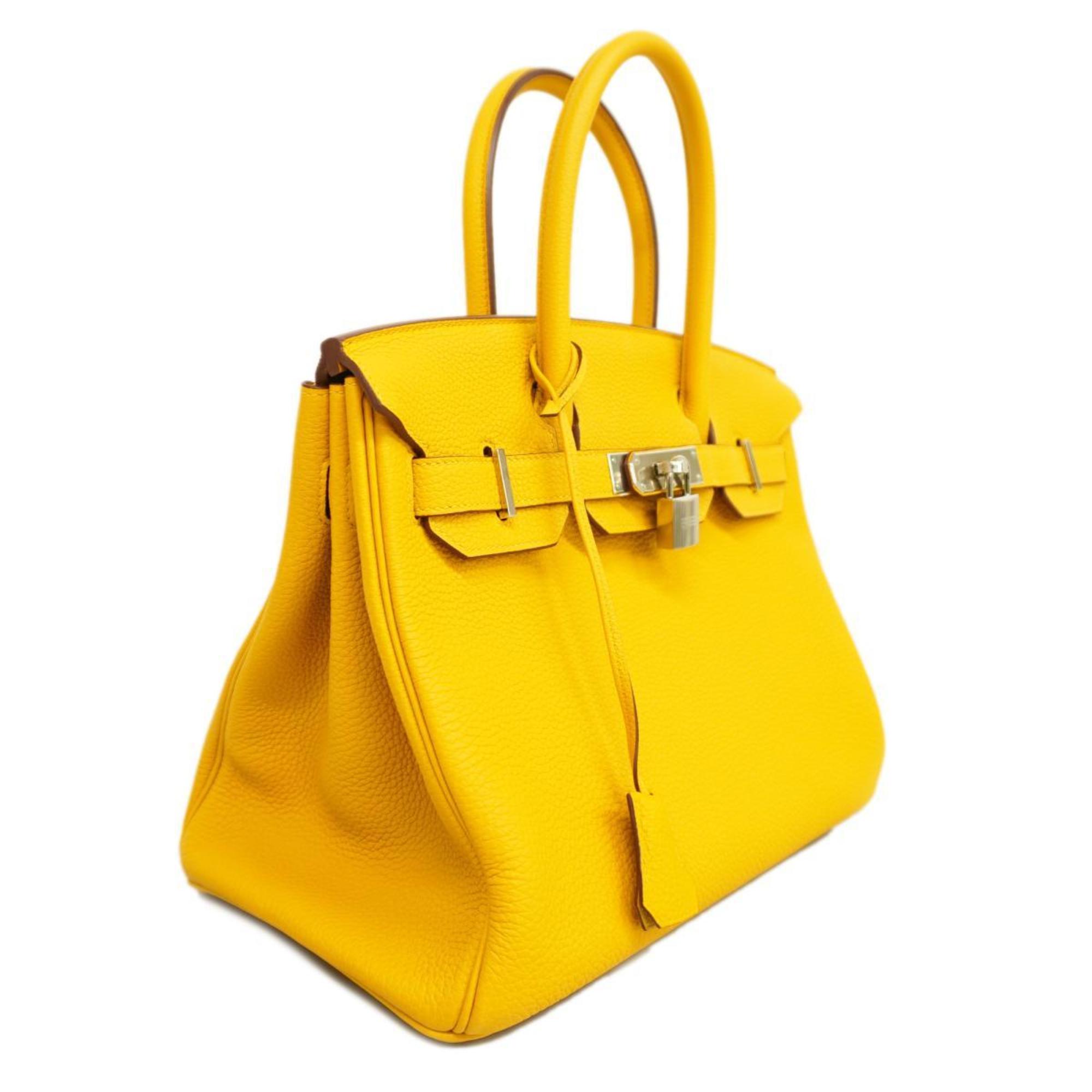 Hermes Handbag Birkin 30 C Engraved Togo Jaune Ambre Ladies