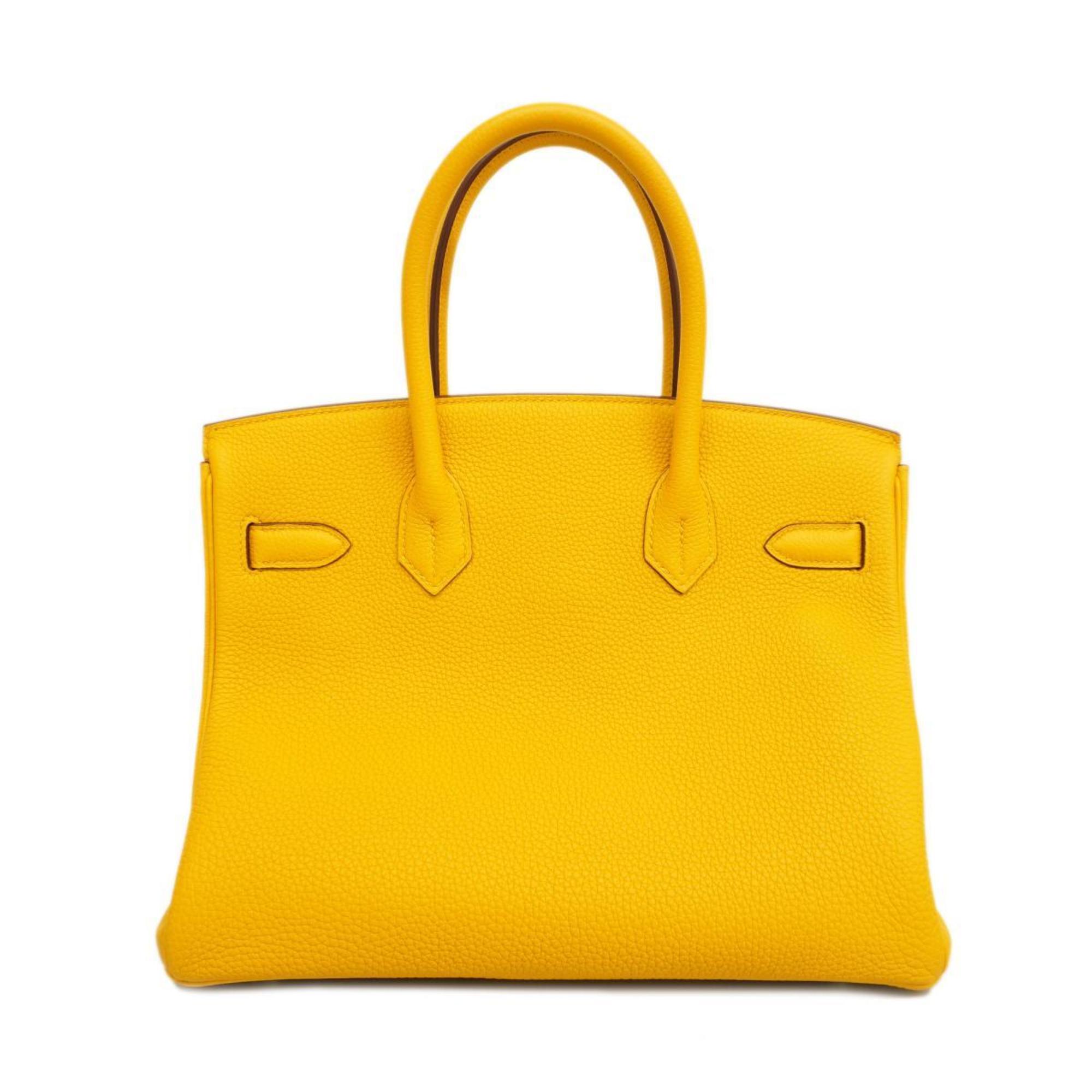 Hermes Handbag Birkin 30 C Engraved Togo Jaune Ambre Ladies