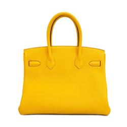 Hermes Handbag Birkin 30 C Engraved Togo Jaune Ambre Ladies