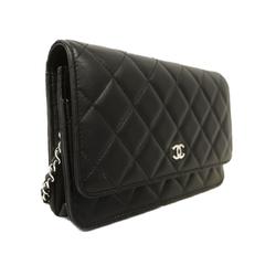 Chanel Shoulder Wallet Matelasse Chain Lambskin Black Ladies