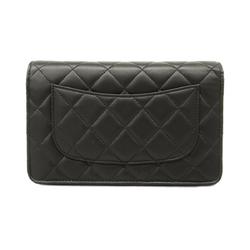 Chanel Shoulder Wallet Matelasse Chain Lambskin Black Ladies