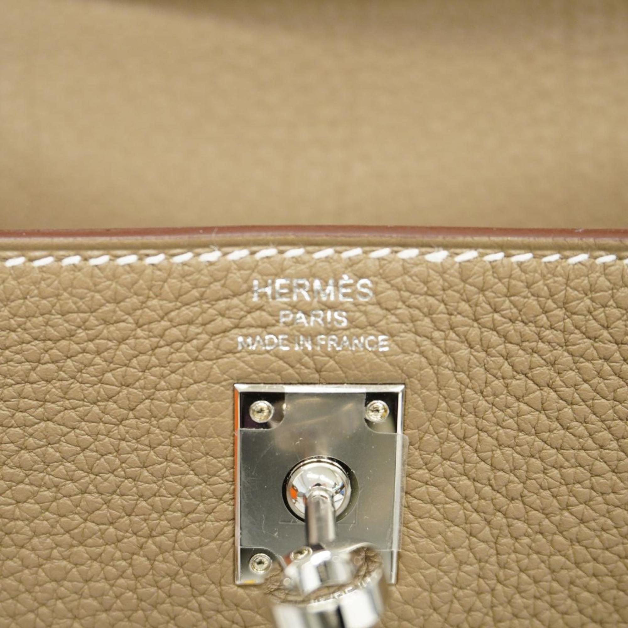 Hermes Handbag Kelly 25 B Engraved Togo Etoupe Ladies