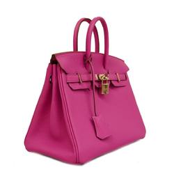 Hermes Handbag Birkin 25 A Stamp Togo Rose Purple Ladies