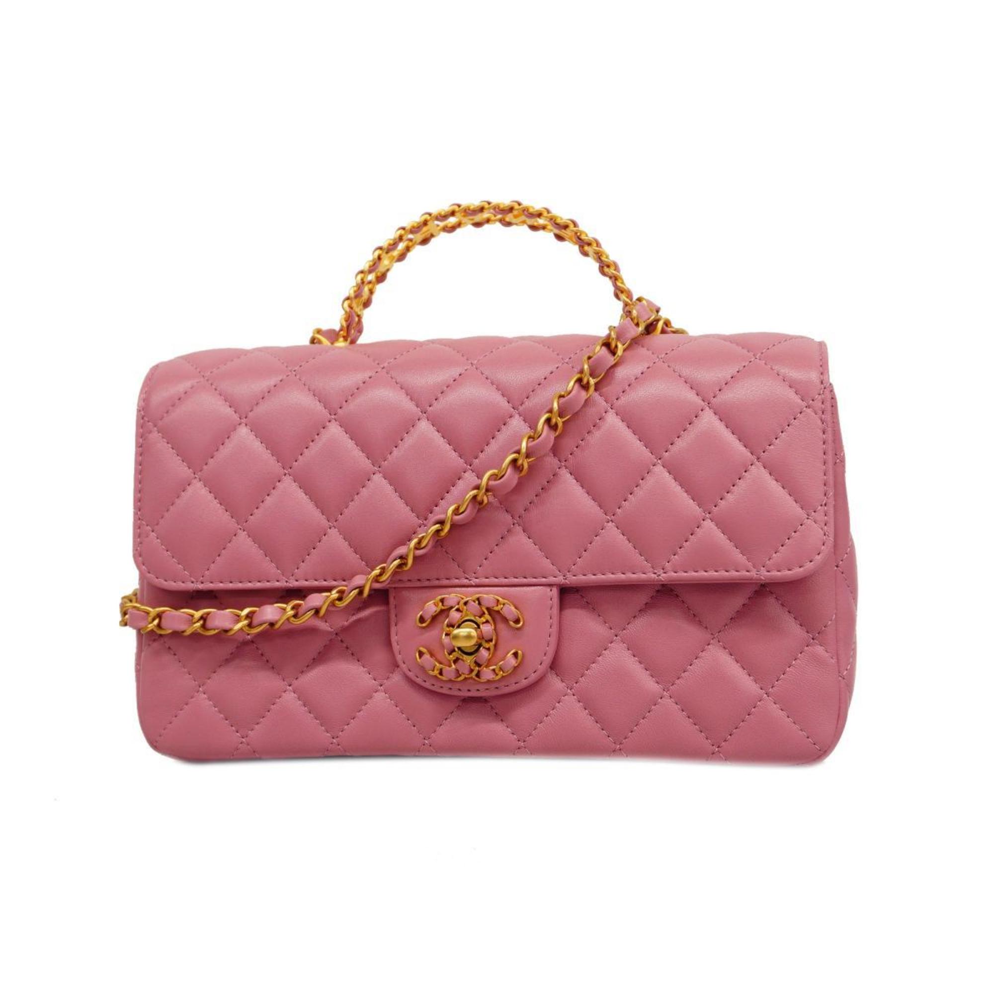 Chanel Handbag Matelasse Chain Shoulder Lambskin Pink Ladies