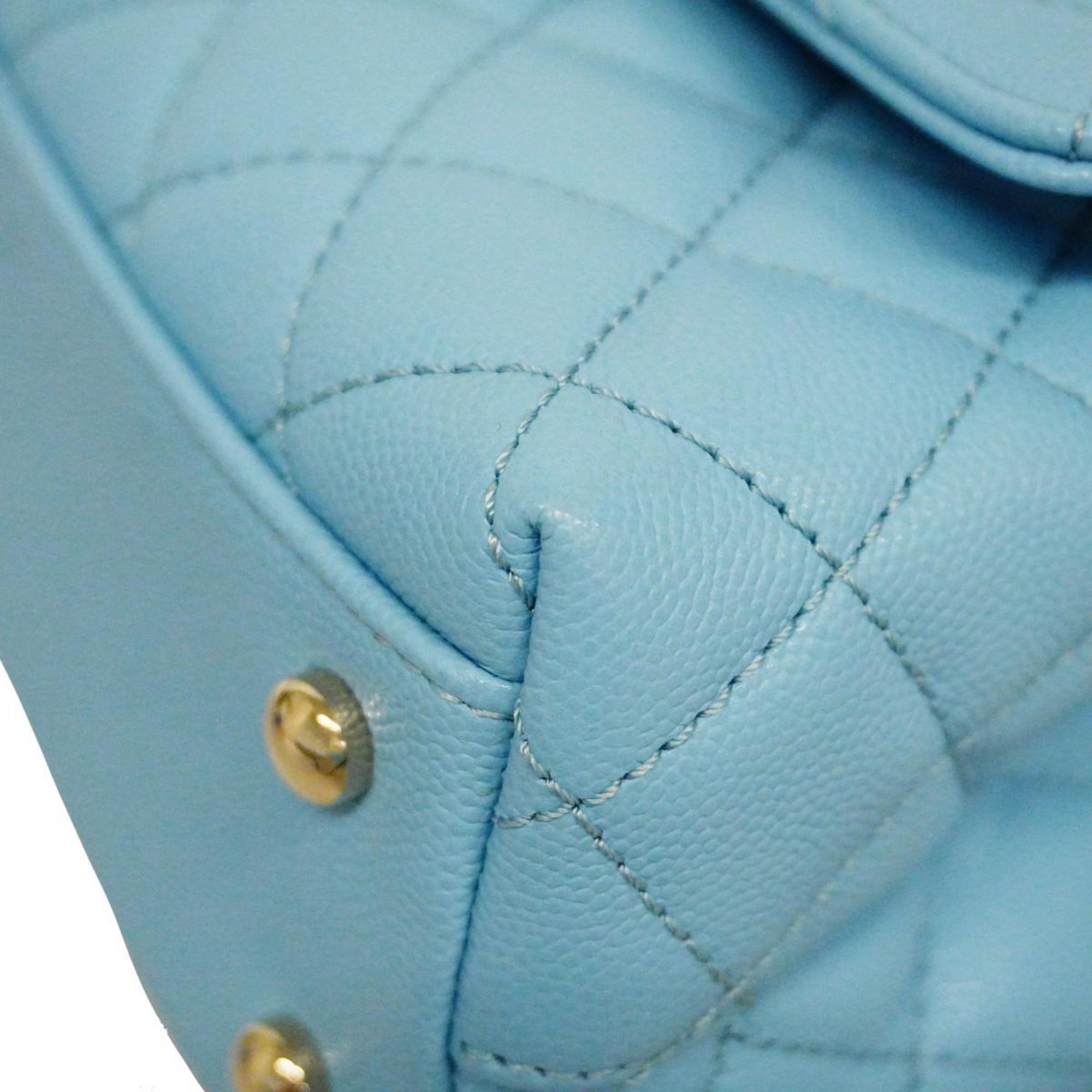 Chanel Handbag Matelasse Chain Shoulder Caviar Skin Light Blue Ladies