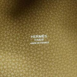 Hermes Handbag Picotan Lock MM T Engraved Taurillon Clemence Tourtière Gray Ladies