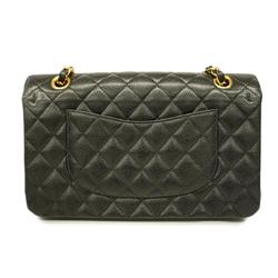 Chanel Shoulder Bag Matelasse W Flap Chain Caviar Skin Black Ladies