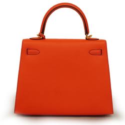 Hermes Handbag Kelly 25 X Vaux Epson Rouge Tomato Ladies