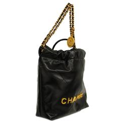 CHANEL handbag CHANEL22 chain shoulder calfskin black ladies