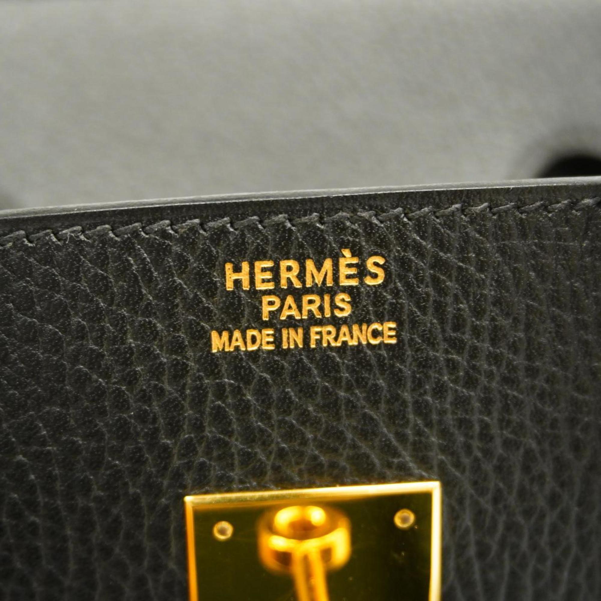 Hermes Handbag Birkin 35 □D Engraved Ardennes Black Ladies