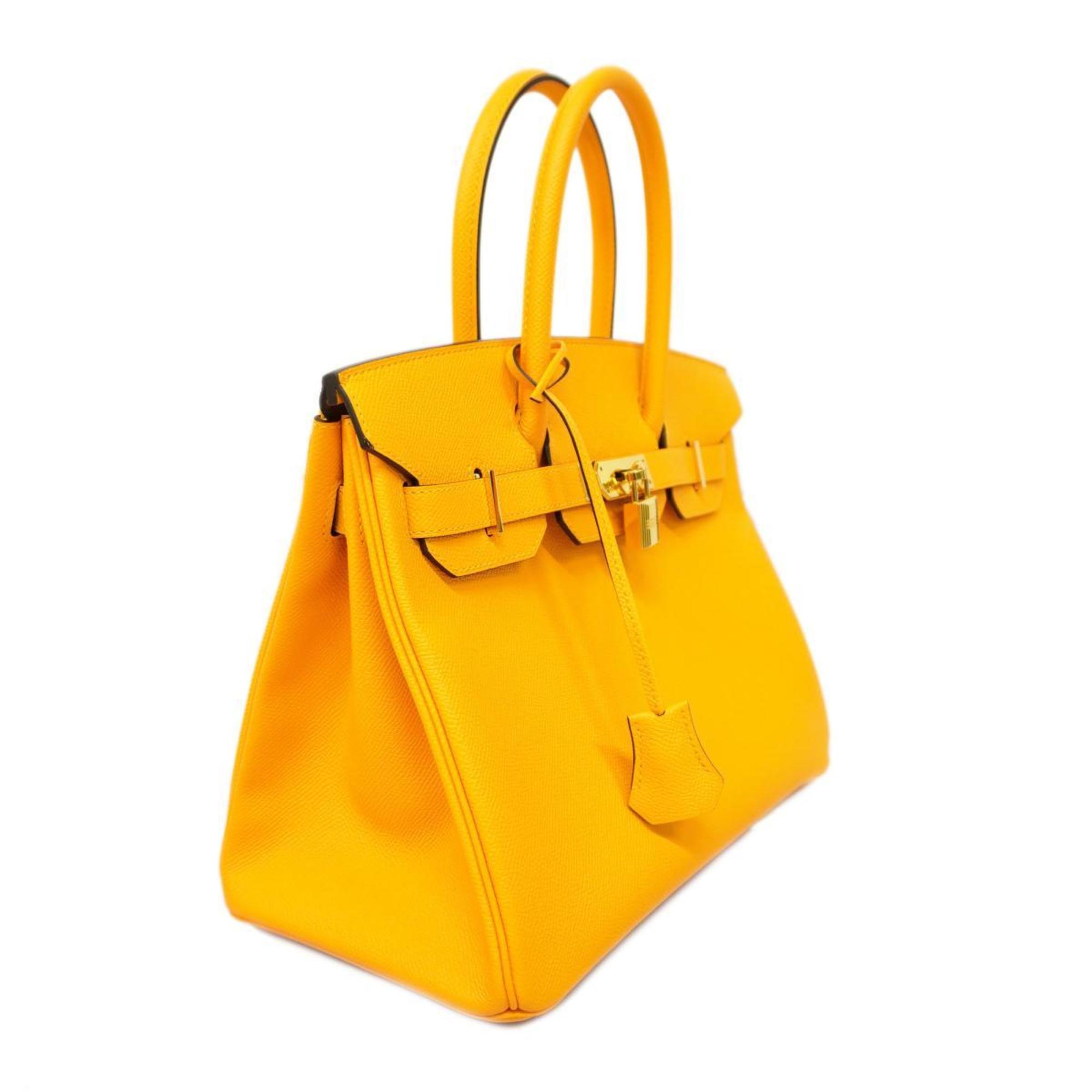 Hermes Handbag Birkin 30 D Engraved Vaux Epson Jaune Doll Ladies