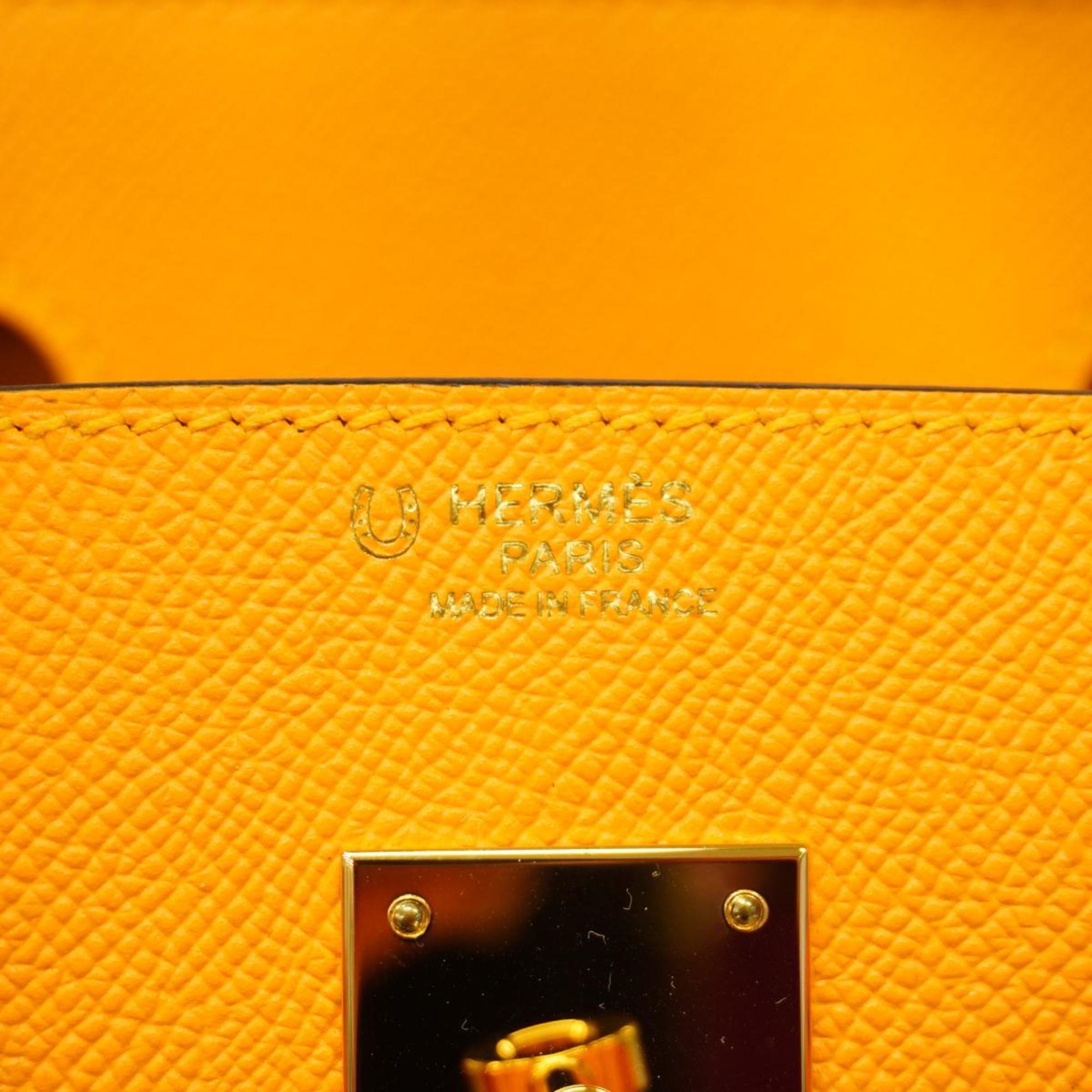 Hermes Handbag Birkin 30 D Engraved Vaux Epson Jaune Doll Ladies