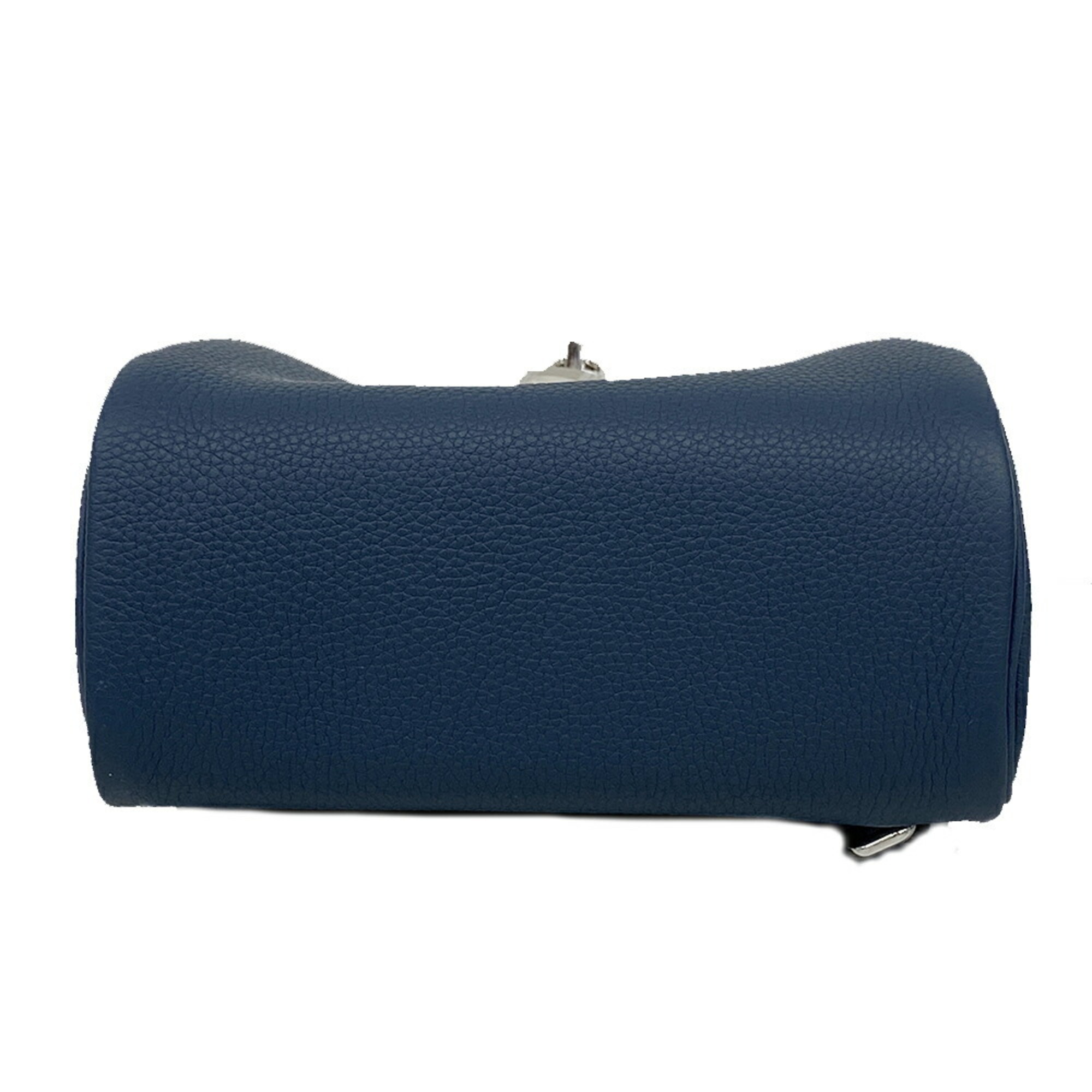 Hermes Body Bag Kelly Akkad PM W Engraved Togo Blue De Plus Ladies