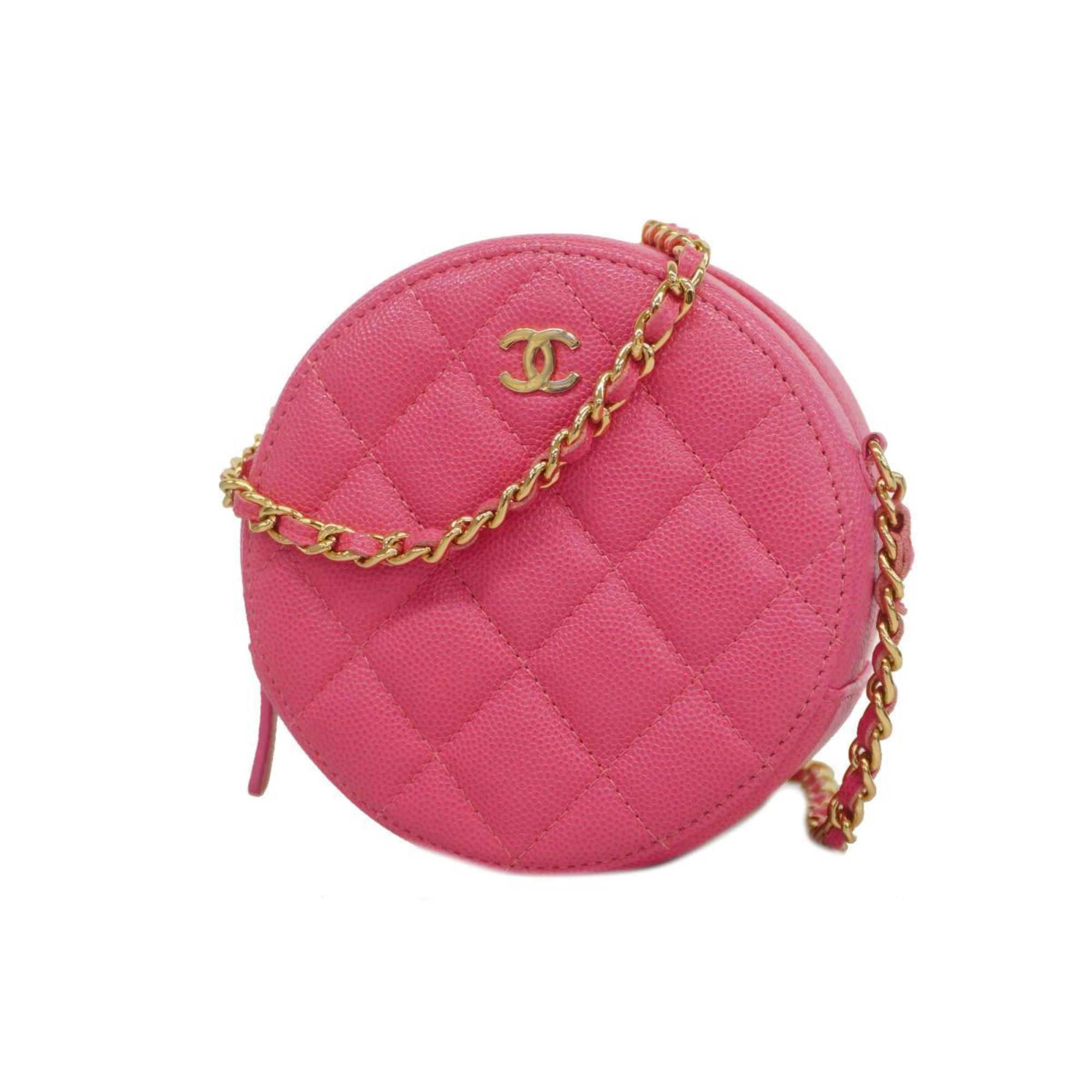 Chanel Shoulder Bag Matelasse Chain Caviar Skin Pink Ladies