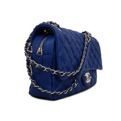 Chanel Shoulder Bag Matelasse W Chain Caviar Skin Blue Ladies