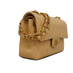 Chanel Shoulder Bag Matelasse W Flap Chain Caviar Skin Beige Ladies