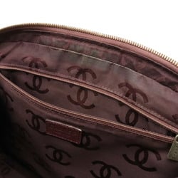 CHANEL Wild Stitch Coco Mark Tote Bag Handbag Leather Brown Pouch Missing A14693