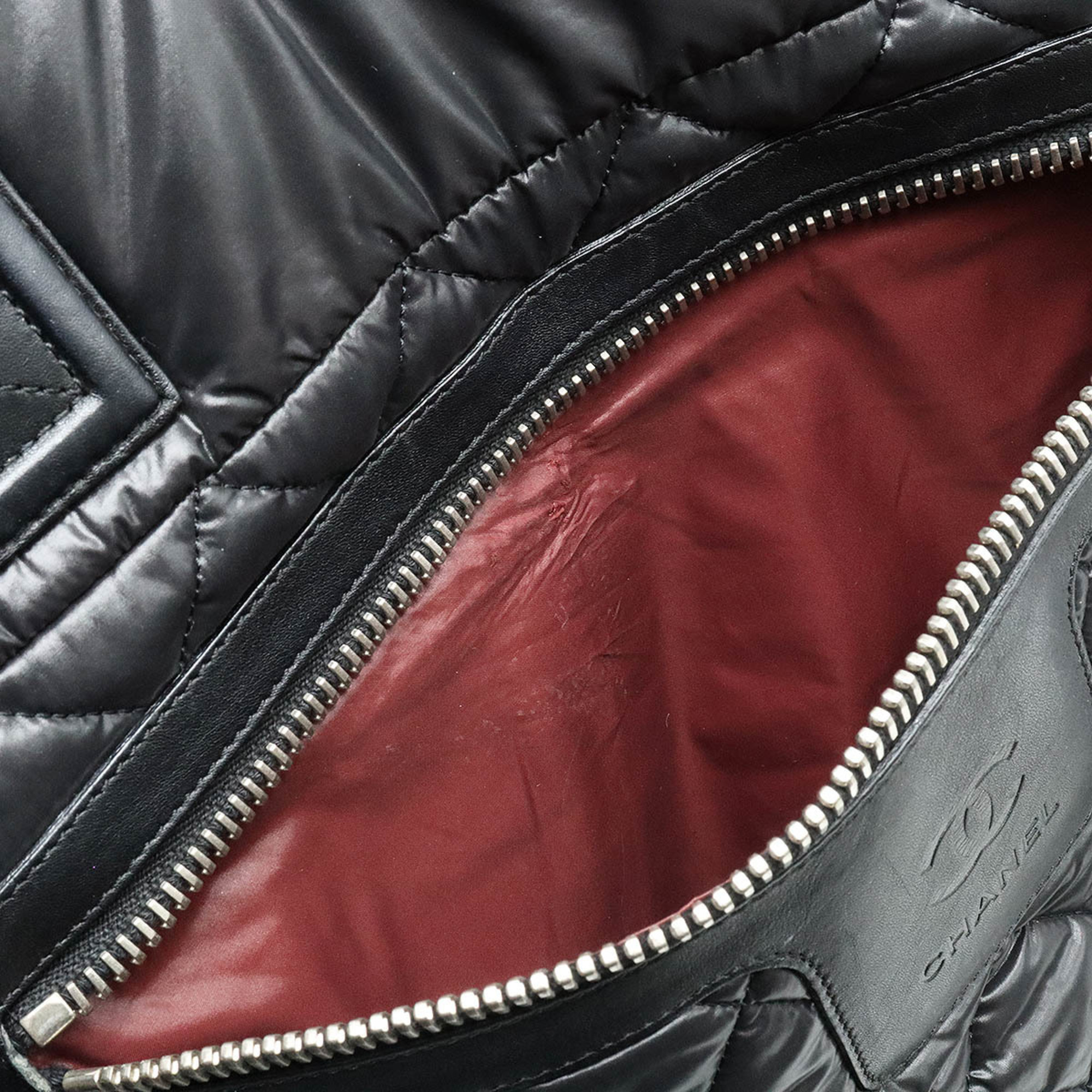 CHANEL Coco Cocoon Tote GM Bag Shoulder Mark Nylon Leather Black Bordeaux 7107