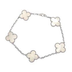 Van Cleef & Arpels Alhambra Bracelet Women's Mother of Pearl K18WG 11.9g 18K White Gold 750 5 Motif Flower VCARF48400 Chain A6046559
