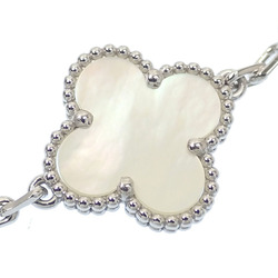 Van Cleef & Arpels Alhambra Bracelet Women's Mother of Pearl K18WG 11.9g 18K White Gold 750 5 Motif Flower VCARF48400 Chain A6046559