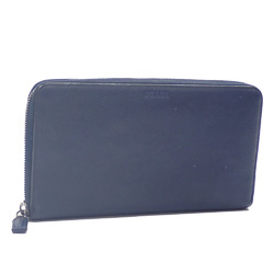 Prada Round Long Wallet Men's Navy Dark Blue Leather A2229359