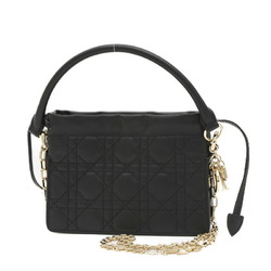 Christian Dior Dior Millie Lady Cannage 2Way Shoulder Bag Leather Black