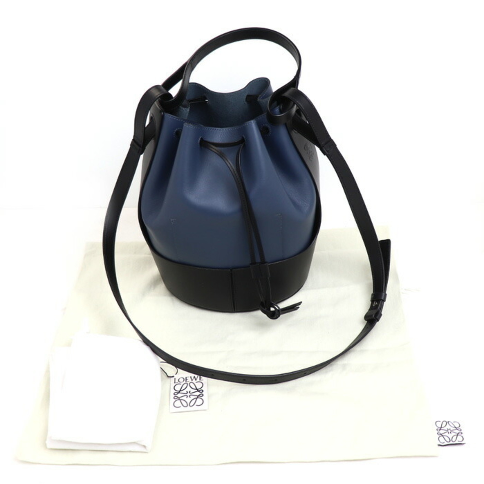 LOEWE Balloon Bag Medium 2Way Shoulder Navy Black 326.76AC30 Women's