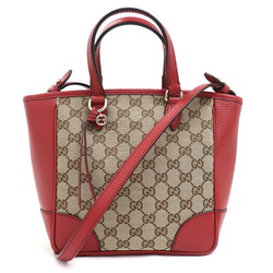 GUCCI Gucci GG Canvas Handbag 2Way Shoulder Bag Beige Red 449241 Outlet Ladies